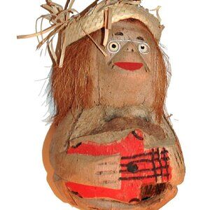 Tiki Face Bank Wooden Figurine Hand Carved Boho Doll Decorative